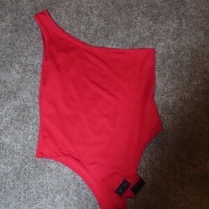 Red One-Shoulder Bodysuit